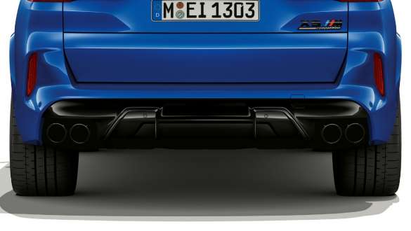M Sport ispušni sustav za BMW X5 M Competition F95 M Sport ispušni sustav BMW X5 M Competition Marina Bay Blue metalik F95 2020 SUV pogled straga