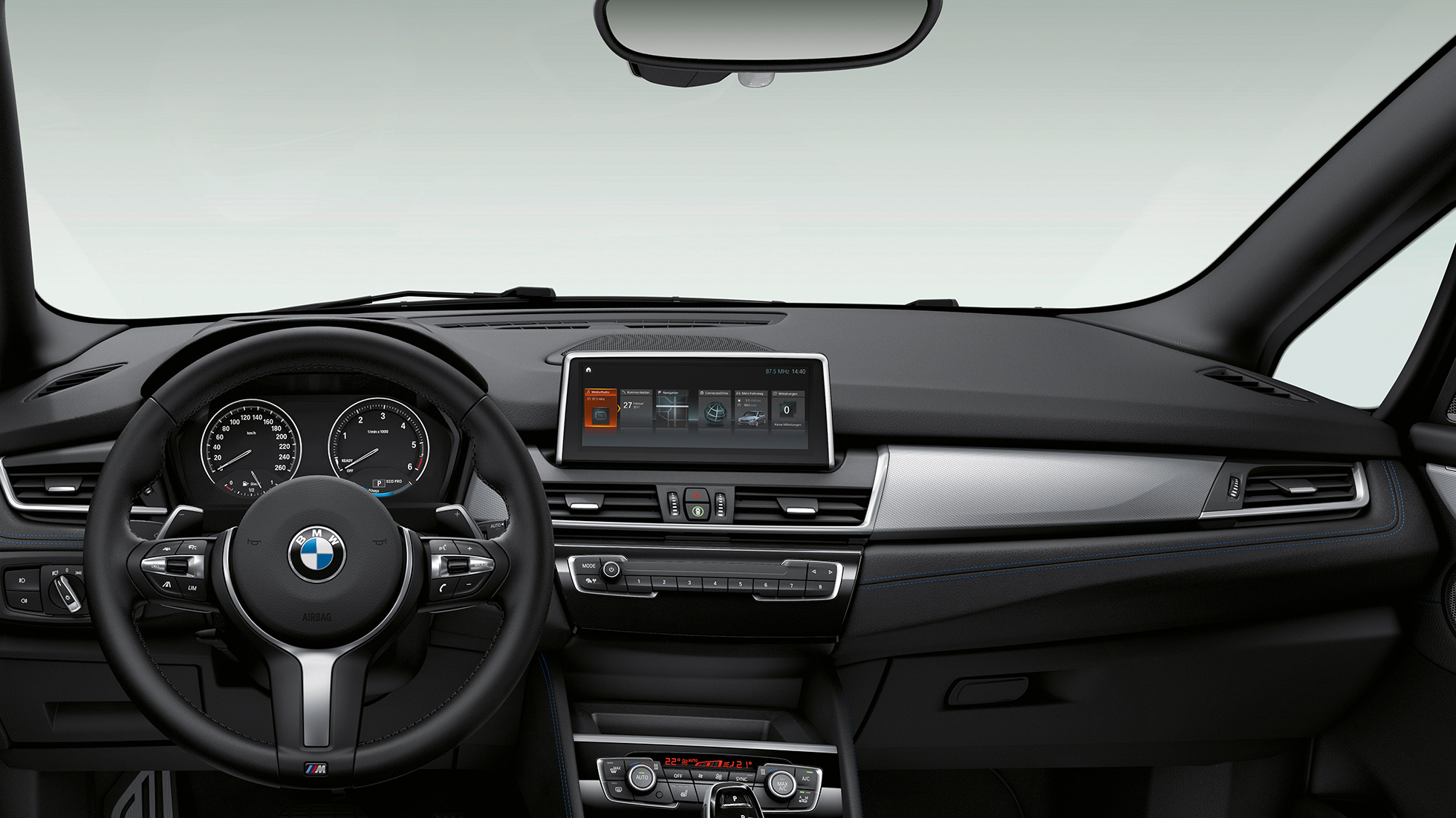 Kokpit BMW-a serije 2 Gran Tourer Modell Advantage Unutrašnjost s kokpitom BMW-a serije 2 Gran Tourer 218i Modell Advantage F46 2018