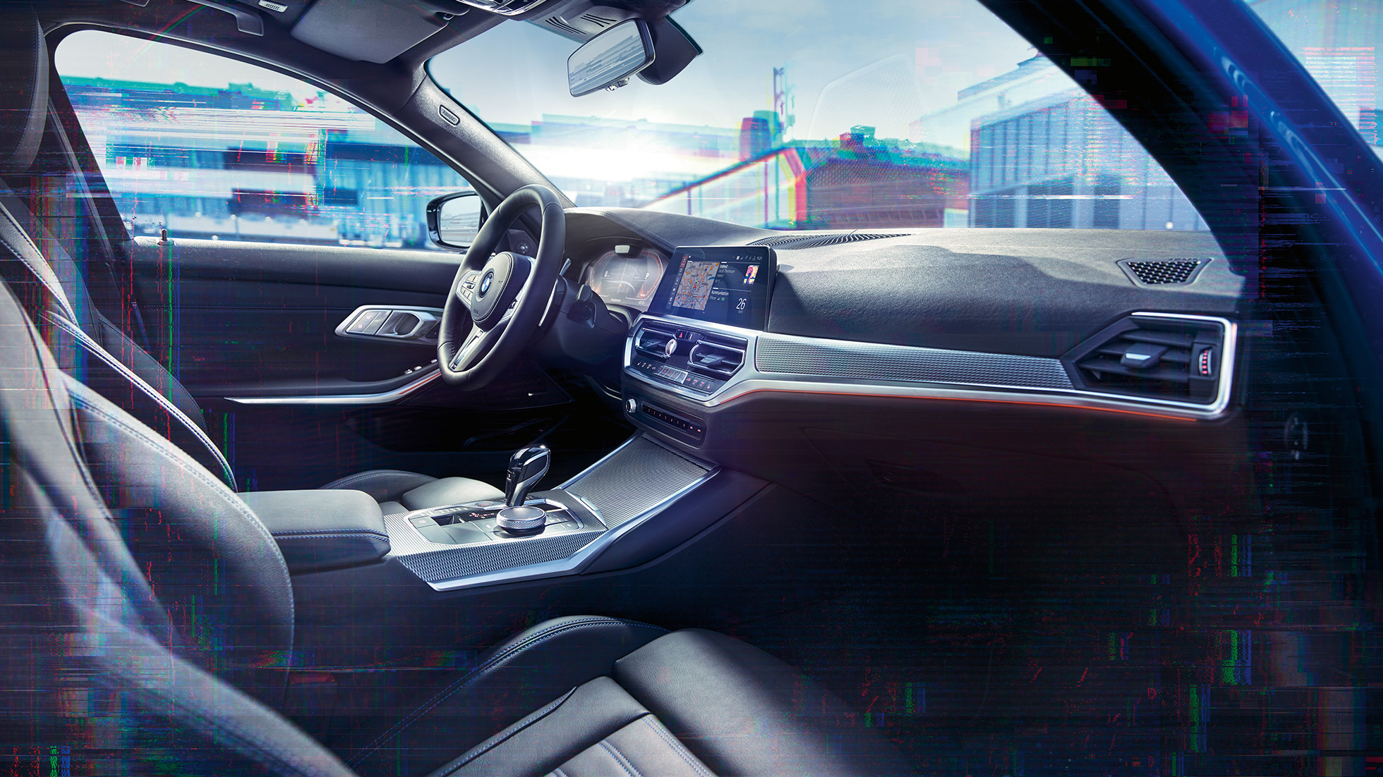 BMW serije 3 Limuzina, BMW Live Cockpit Professional. Detaljan prikaz unutrašnjosti BMW-a serije 3 Limuzina s opcijom BMW Live Cockpit Professional.