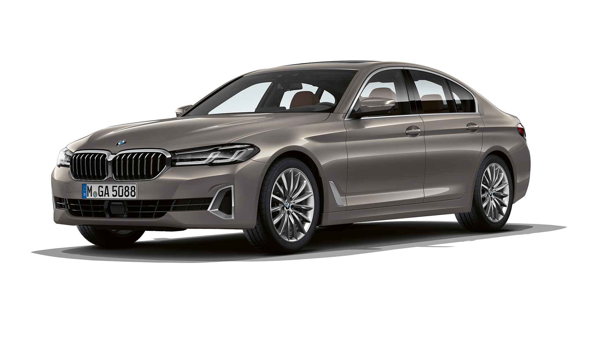 BMW serije 5 limuzina G30 Luxury Line sprijeda BMW serije 5 limuzina 520d xDrive G30 2020 Luxury Line u Bernina Grey tročetvrtinski pogled sprijeda