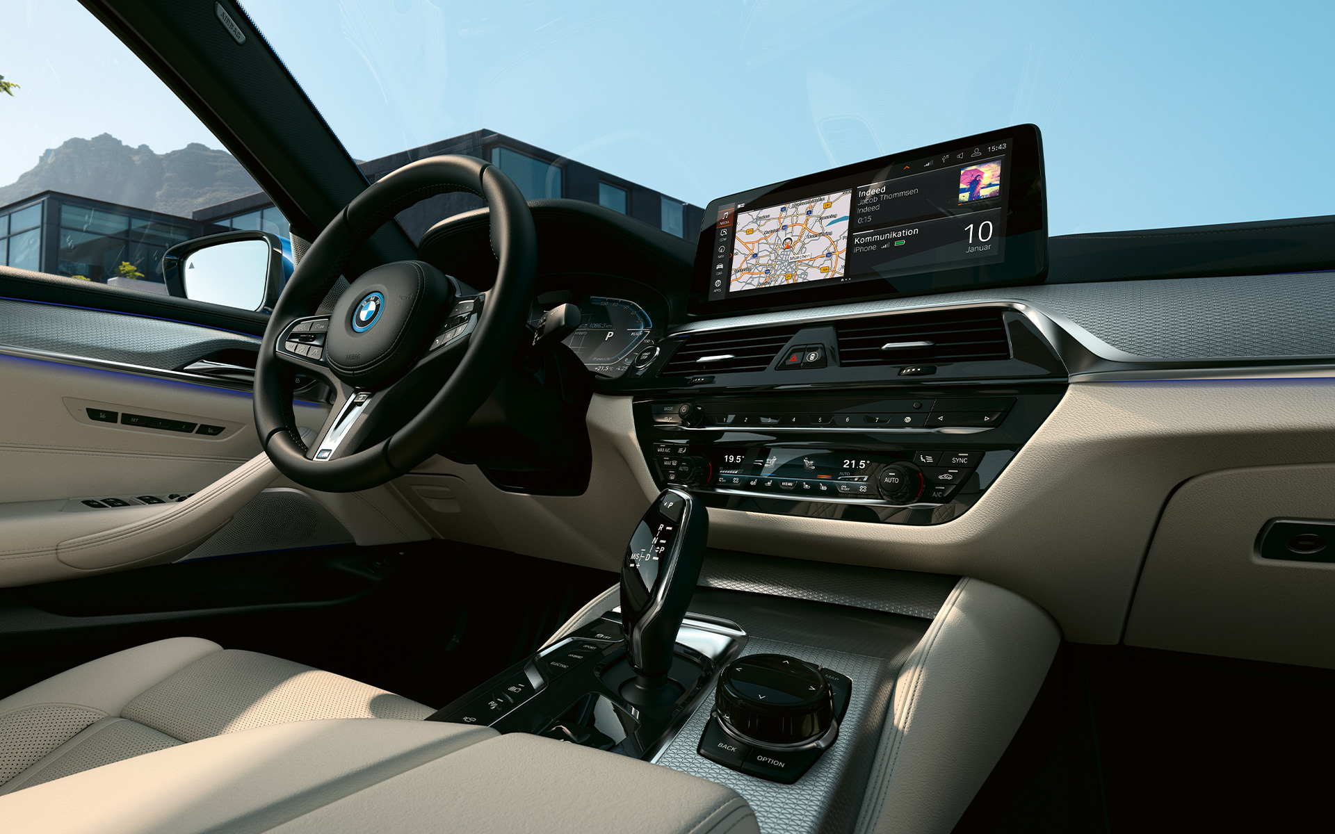Unutrašnjost BMW serije 5 Limuzina G30 Kontrolni zaslon & sportski kožni upravljač BMW serije 5 G30 Facelift 2020 unutrašnjost