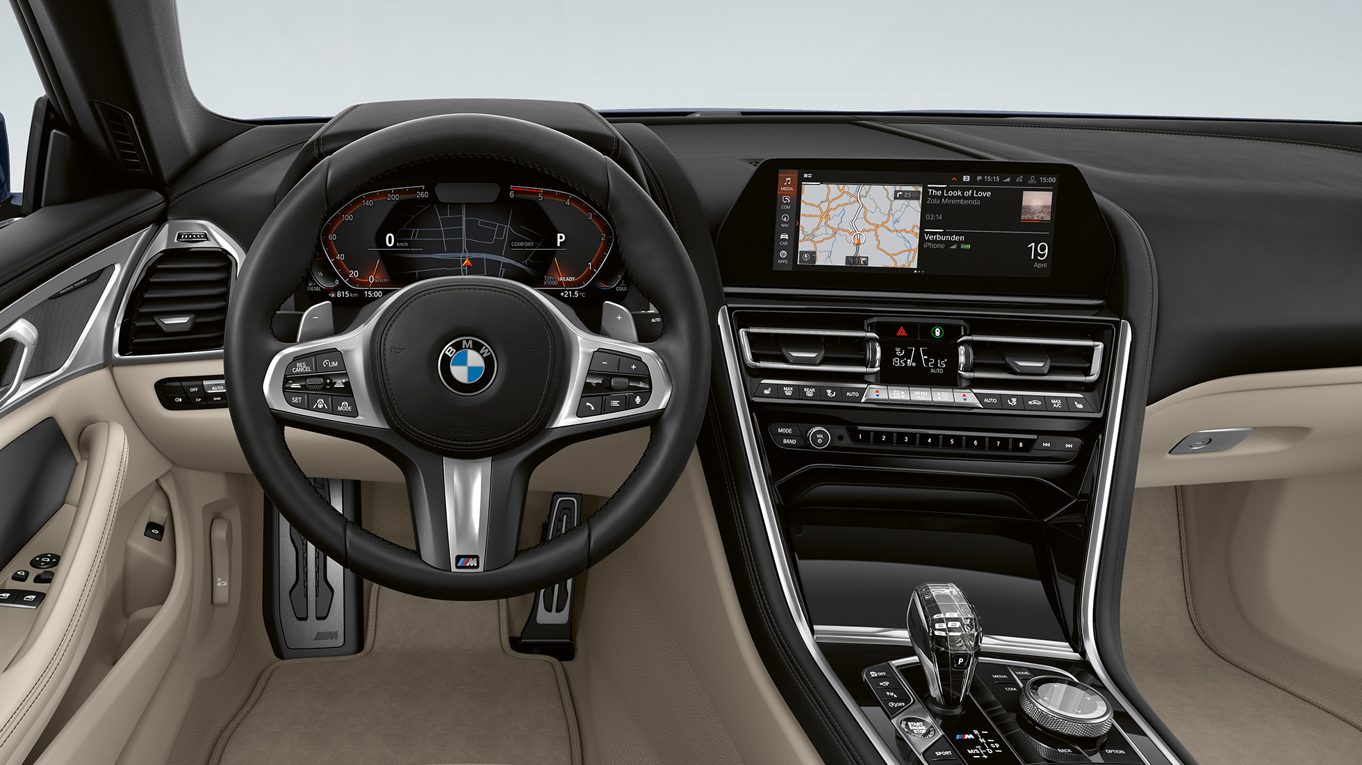 M kožni upravljač s višenamjenskim opcijama. BMW serije 8 Coupé, Kokpit, M kožni upravljač s višenamjenskim opcijama.