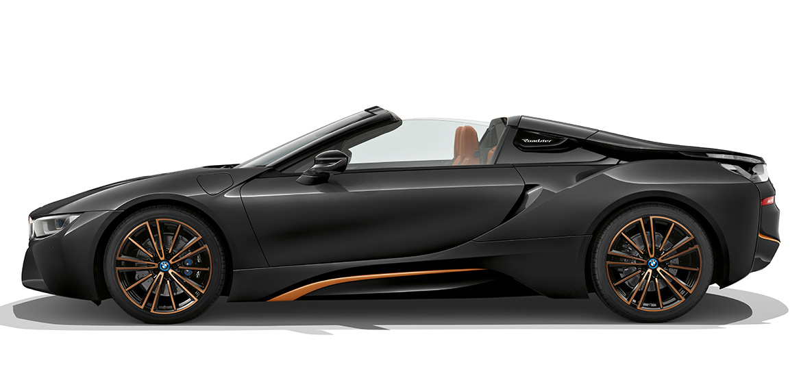 BMW i8 Roadster Ultimate Sophisto Edition, bočni pogled BMW i8 Roadster Ultimate Sophisto Edition, Sophisto Grey, bočni pogled