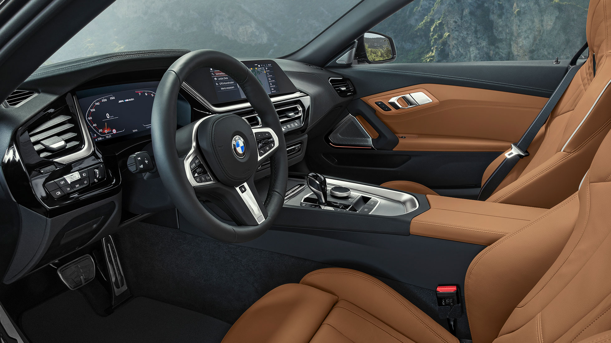 Unutrašnjost BMW-a Z4 M40i G29 Unutrašnjost s upravljačem BMW-a Z4 Roadster M40i G29 2019