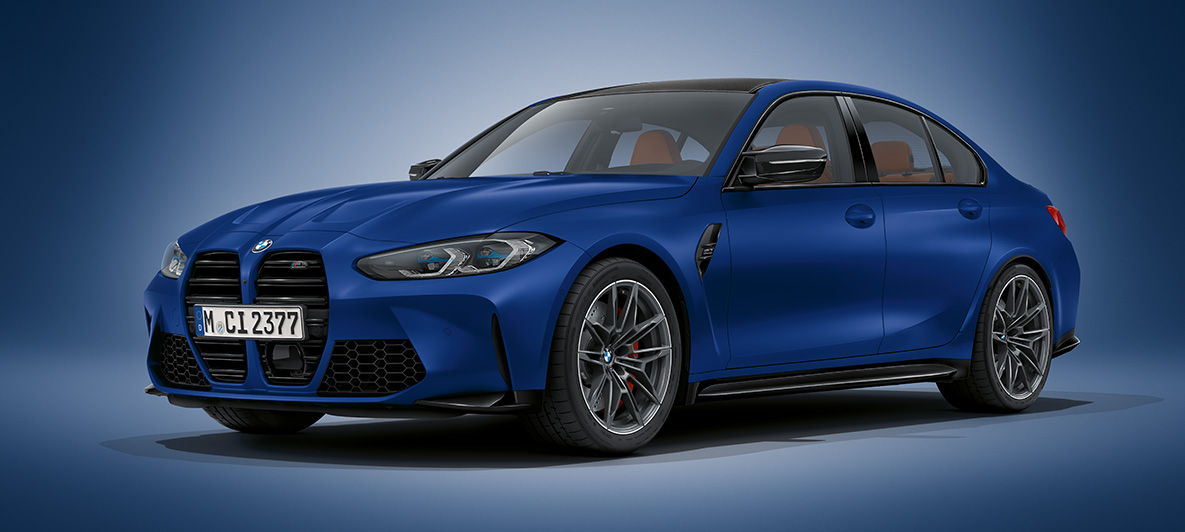 BMW Individual Frozen Dark Grey metalik BMW M3 Limuzina G80 2020 BMW M3 Limuzina BMW Individual Brooklyn Grey metalik G80 2020 tročetvrtinski prednji prikaz u mirovanju