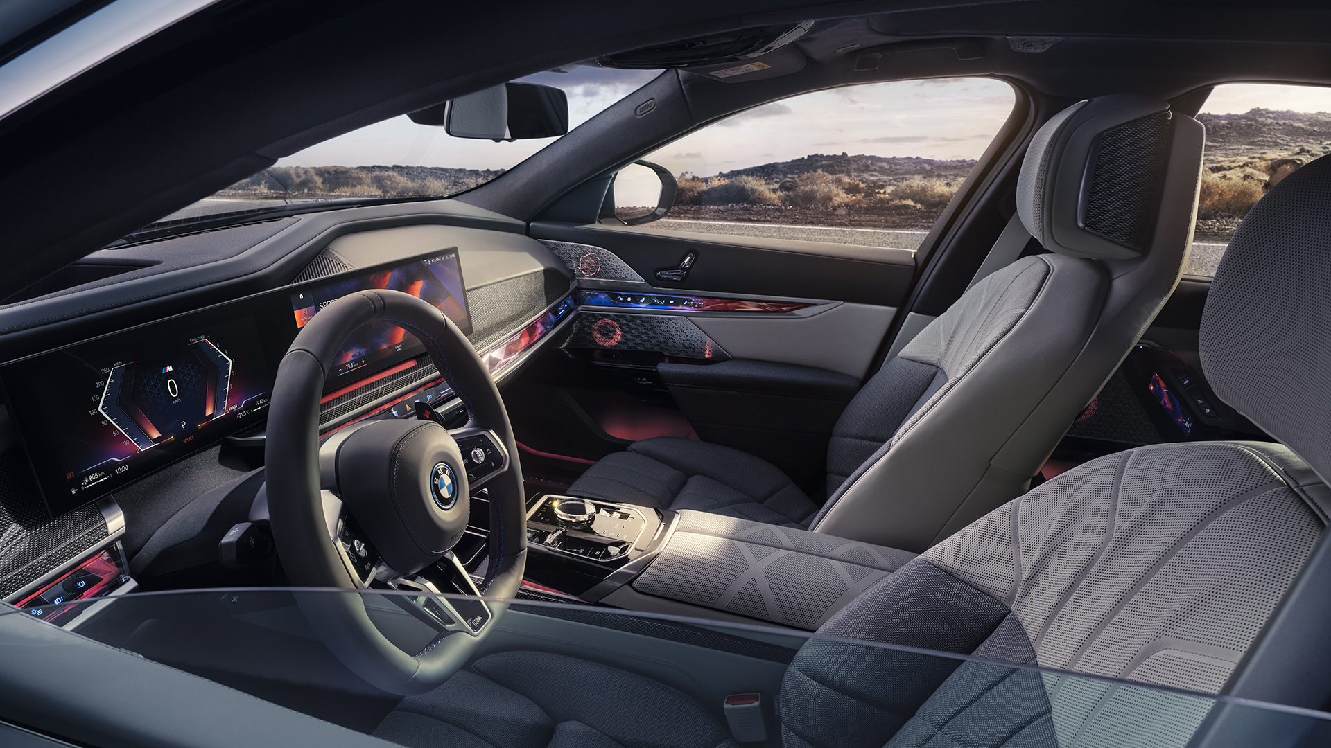My Mode Sport BMW M760e xDrive Limuzina G70 My Mode Sport BMW M760e xDrive Limuzina G70 pogled izvana kroz poluspušten prozor u unutrašnjost