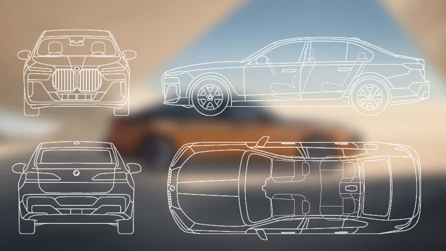 Dimenzionalni crtež BMW i7 M70 xDrive Sedan G70 Dimenzionalni crtež BMW i7 M70 xDrive Sedan G70