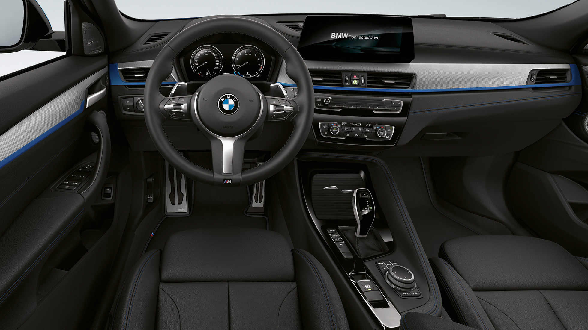 Kokpit u unutrašnjosti BMW-a X2 sDrive20i model M Sport Prikaz kokpita u unutrašnjosti BMW-a X2 sDrive20i model M Sport 2018 F39