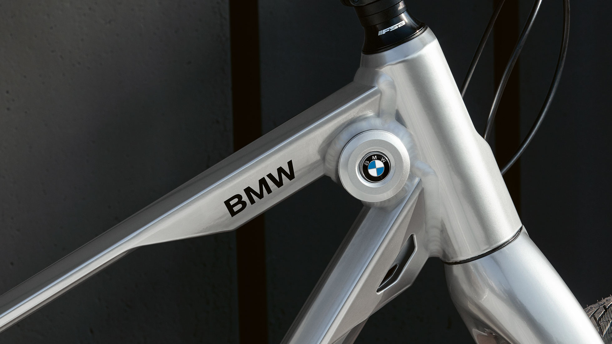 BMW Cruise Bike. Slika prikazuje BMW Cruise Bike. BMW logotip i BMW oznaka su jasno vidljivi na prednjem dijelu okvira.