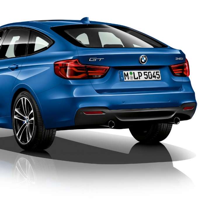 BMW serije 3 Gran Turismo, tročetvrtinski prikaz stražnjeg kraja modela M Sport BMW serije 3 Gran Turismo, tročetvrtinski prikaz stražnjeg kraja modela M Sport
